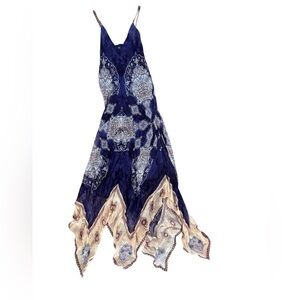 ANALILI Boho Print Asymmetrical Blue Dress Size XS